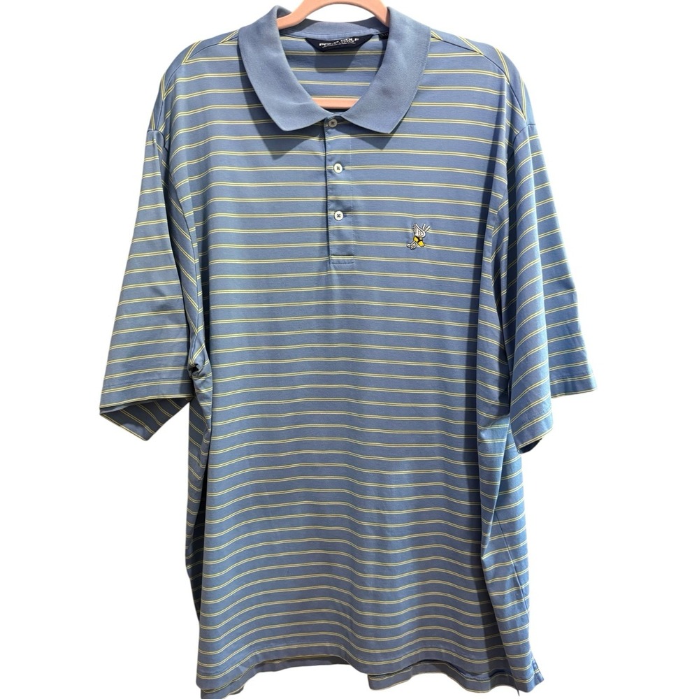 Polo Golf Ralph Lauren Mens XXL Striped Polo Shirt Blue Yellow Pima Cotton